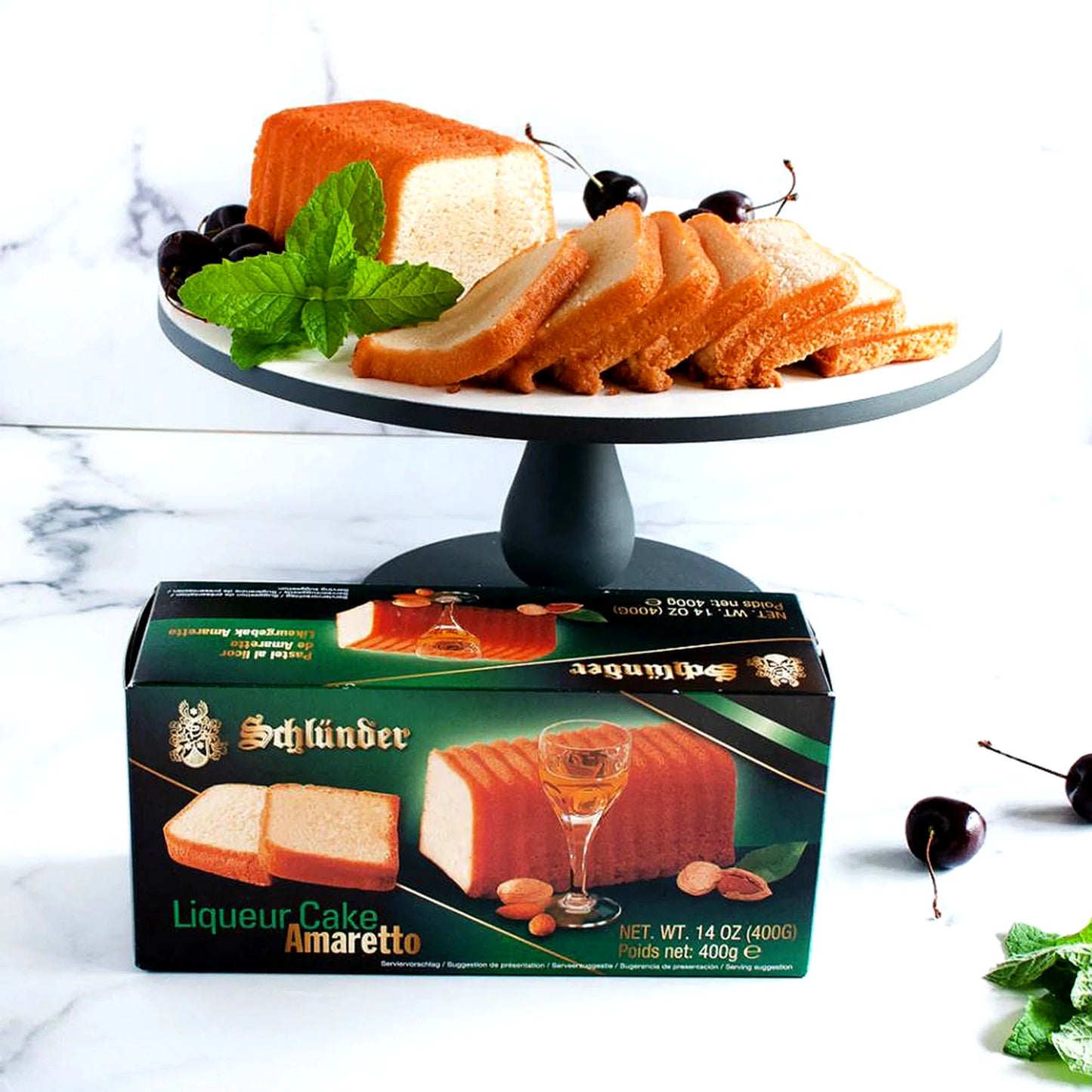 Schlunder Amaretto Liqueur Pound Cake Imported from Germany In Gift Box, Non-GMO - 14 oz