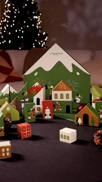 Läderach Advent Calendar House Swiss Chocolate Pralines Selection Noir
