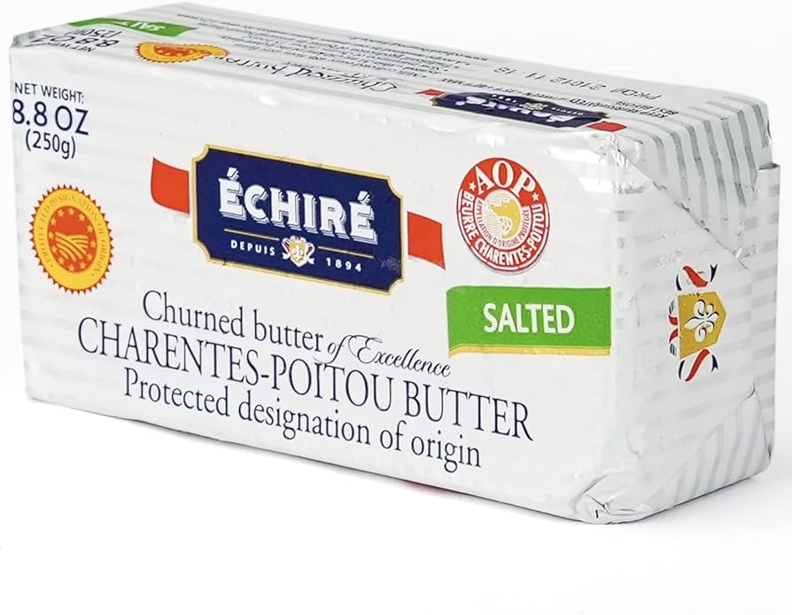 French Churned Salted AOC Butter Bar  by Echire, 8.8 oz - Imported from France