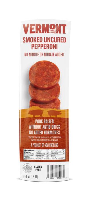 Vermont Smoke & Cure Smoked Uncured Pepperoni, Gluten Free - 6 oz, Pack of 3