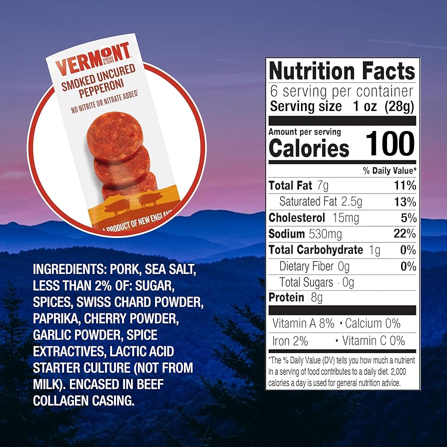 Vermont Smoke & Cure Smoked Uncured Pepperoni, Gluten Free - 6 oz, Pack of 3