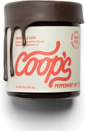 Coop's Peppermint Hot Fudge, All Natural Peppermint Hot Chocolate Gift Non GMO Chocolate Ice Cream Toppings Sundae Desserts, 10 oz