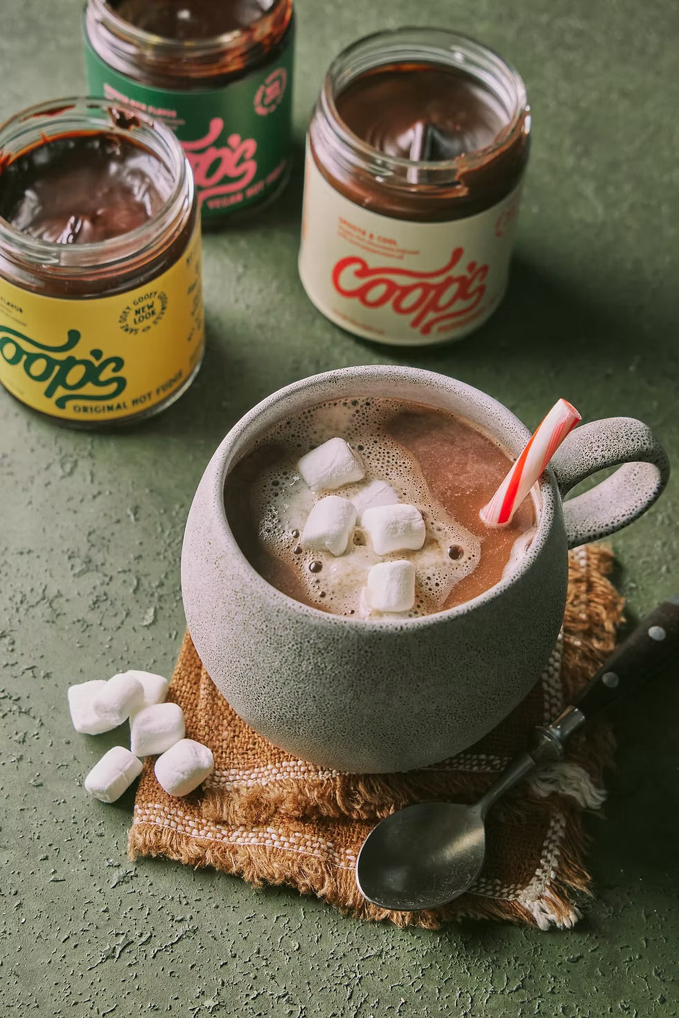 Coop's Peppermint Hot Fudge, All Natural Peppermint Hot Chocolate Gift Non GMO Chocolate Ice Cream Toppings Sundae Desserts, 10 oz