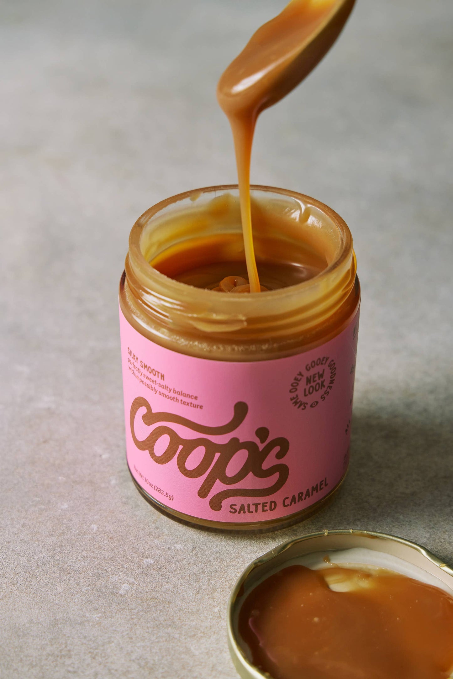 Coop's Salted Caramel Sauce: Rich and Buttery, Gourmet, All Natural, Handcrafted, Gluten Free, Non-GMO, Award Winning, Ice Cream Toppings, Desserts, 10 oz