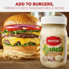 PINTÓN Ajonesa Garlic Aioli – Organic Creamy Mayonnaise, Natural Roasted Garlic Sauce,14 oz - Homemade Spread, Aioli Sandwich Dressing - Pack of 3