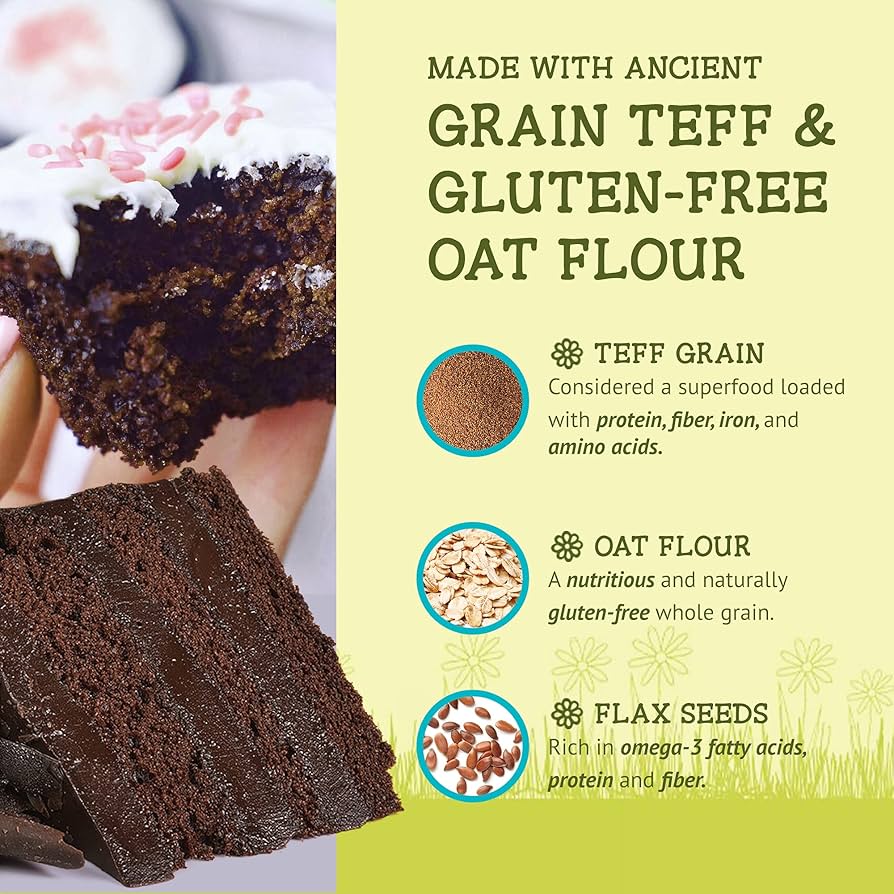 Jessica’s Natural Foods - Gluten-free Chocolate Cake Mix Made with the Ancient-Grain Teff ,Wholesome Oat Flour, Non-GMO, and Gluten Free -Pack of 3