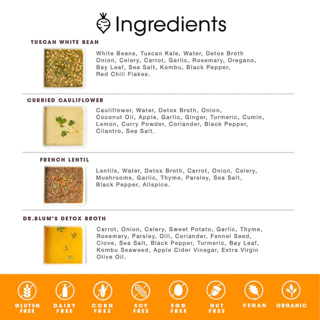 Organic Variety Pack Soup and Broth, Vegan, Gluten-free, Dairy-free, Soy-free - French Lentil, Curried Cauliflower, Tuscan White Bean, Vegan Bone Broth, Tunisian Tomato, Butternut Lentil Bisque - Pack of 12