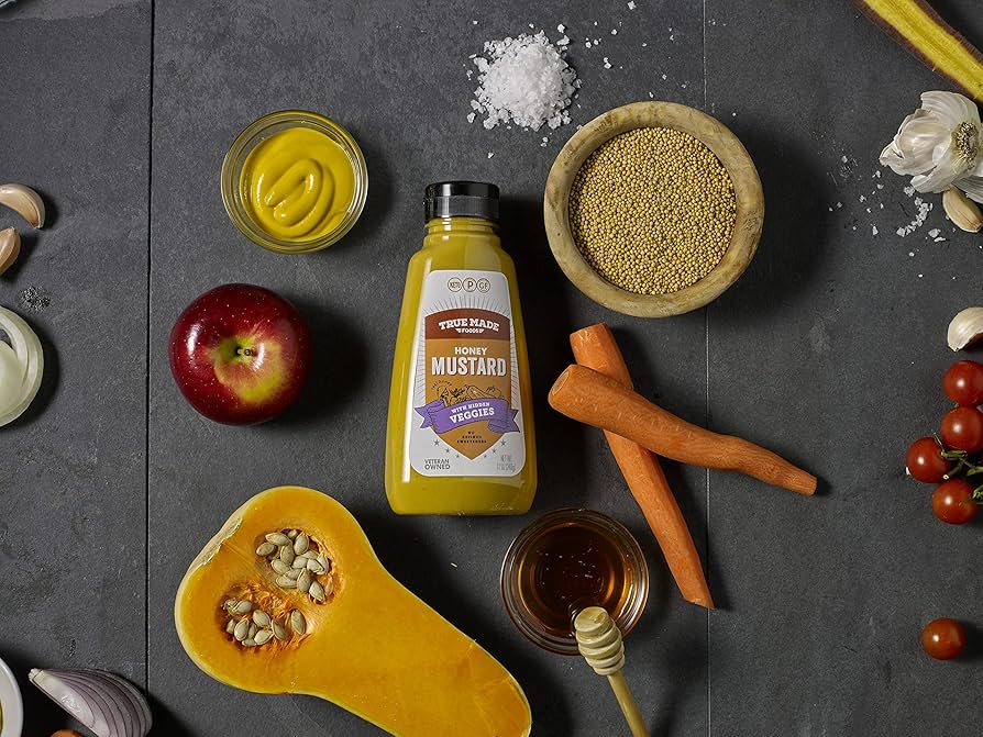 True Made Foods Low Sugar Honey Mustard, Keto Friendly - Made with Fruit and Veggies, Healthy Sauce, Whole 30, Keto, Vegan. 12 oz - Pack of 3