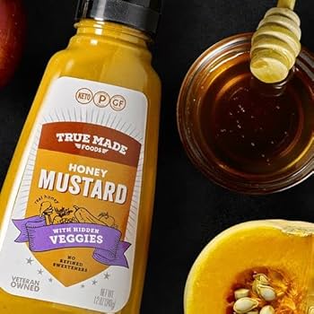 True Made Foods Low Sugar Honey Mustard, Keto Friendly - Made with Fruit and Veggies, Healthy Sauce, Whole 30, Keto, Vegan. 12 oz - Pack of 3