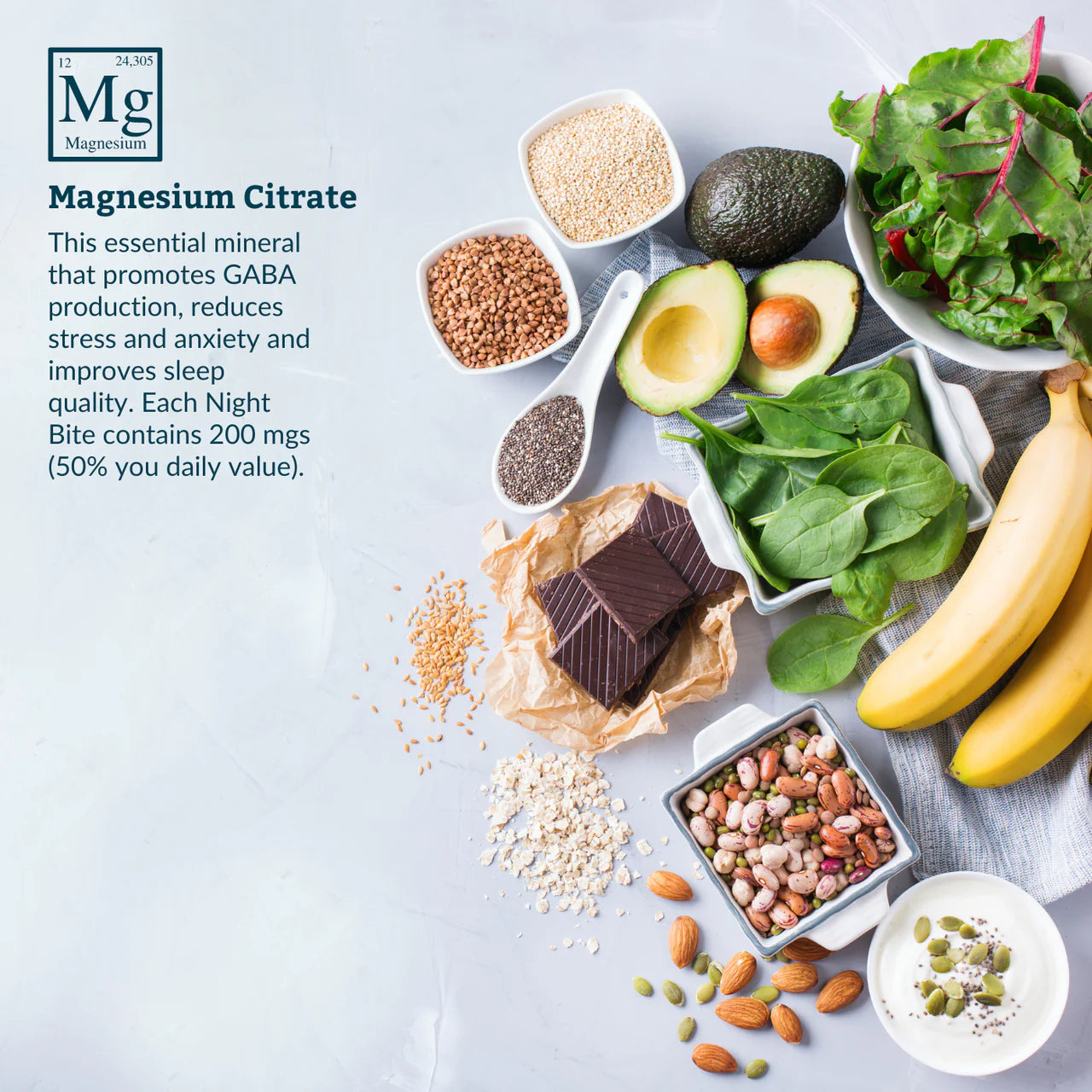 Dark Chocolate & Almonds Night Bites | Functional Nightly Sleep Supplement Chocolate Bars - includes 30