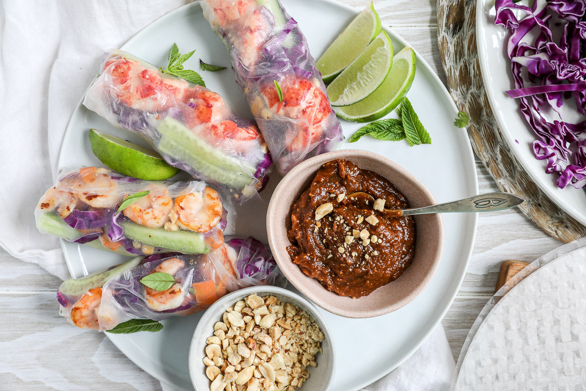 Fresh Summer Spring Rolls Variety Pack - 12 Rolls - Lobster Roll, Thai Curry Shrimp Roll, Grilled Salmon Roll, Classic Shrimp Salad Roll
