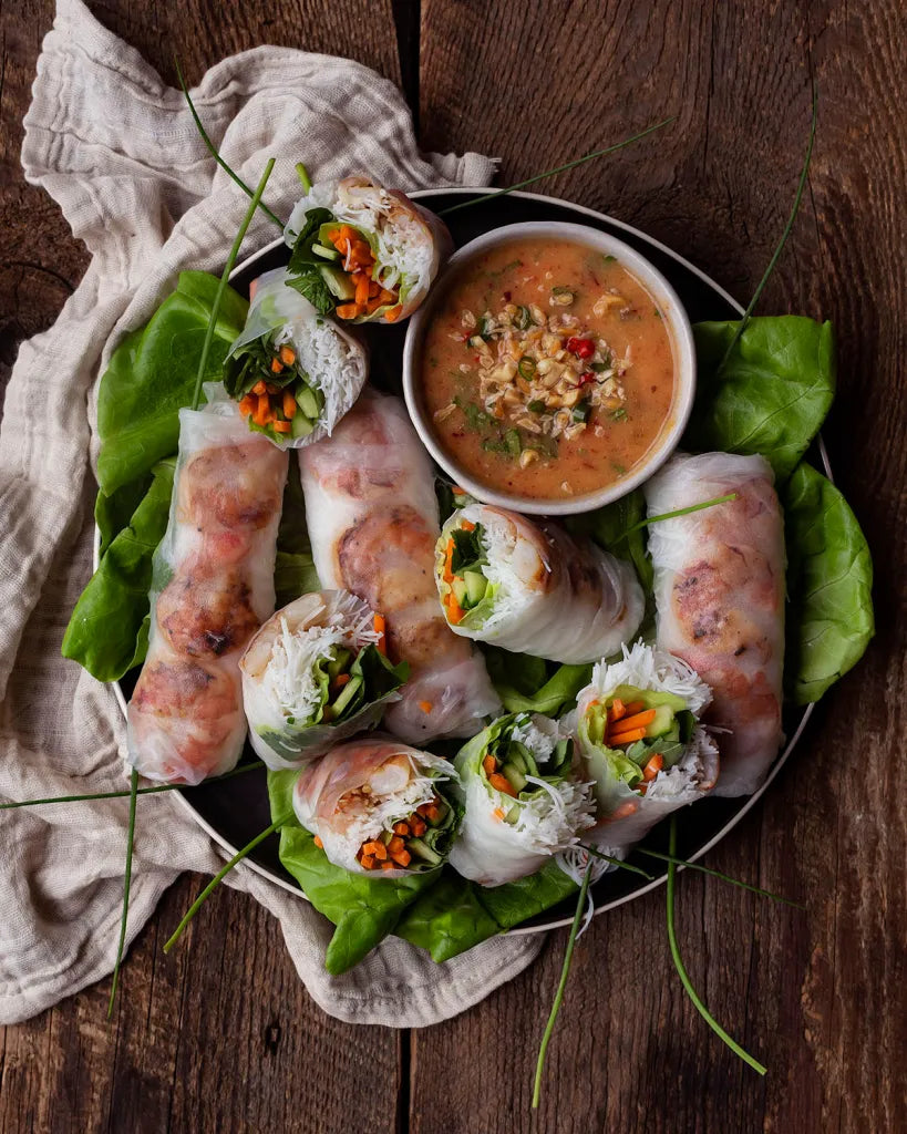 Fresh Summer Spring Rolls Variety Pack - 12 Rolls - Lobster Roll, Thai Curry Shrimp Roll, Grilled Salmon Roll, Classic Shrimp Salad Roll