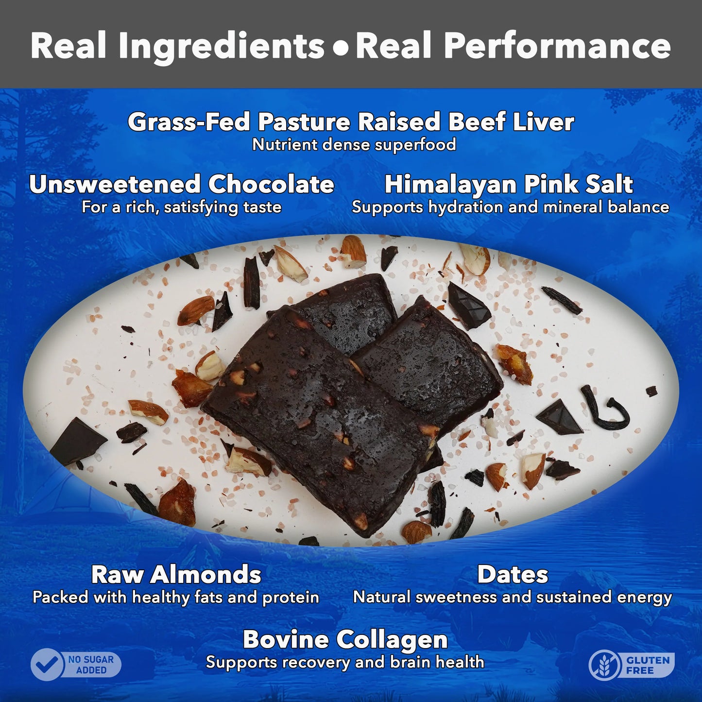 Primal Power Liver Powered Nutrition Bars, Chocolate Almond Sea Salt - B12 Energy Boost, 10g Protein, Vitamins, Minerals, Collagen, Zero Added Sugar, Gluten Free - Pack of 12