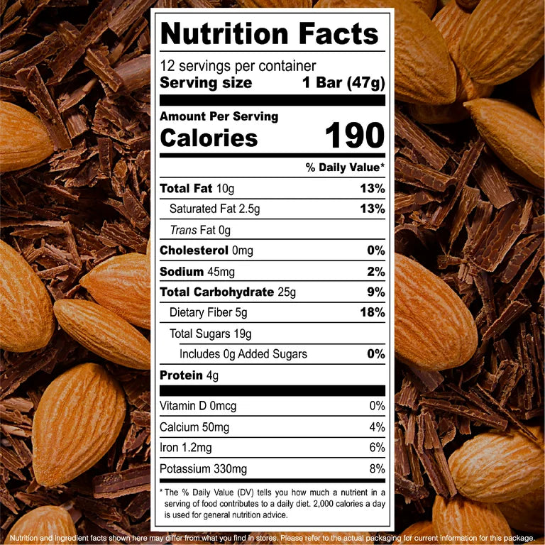Jonesbar Dark Chocolate Almond, USDA Organic Fruit & Nut Bar, Non-GMO, Kosher, Vegan, Gluten Free - Pack of 12