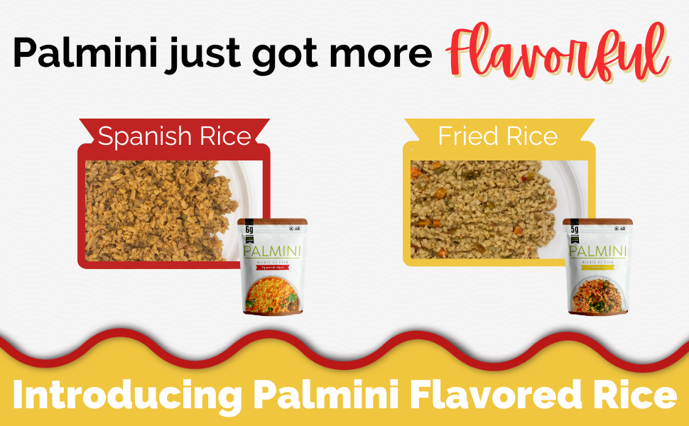 Palmini Spanish Rice - Low Carb, Low Calorie Hearts of Palm Rice - 8 oz Pouch - Pack of 6