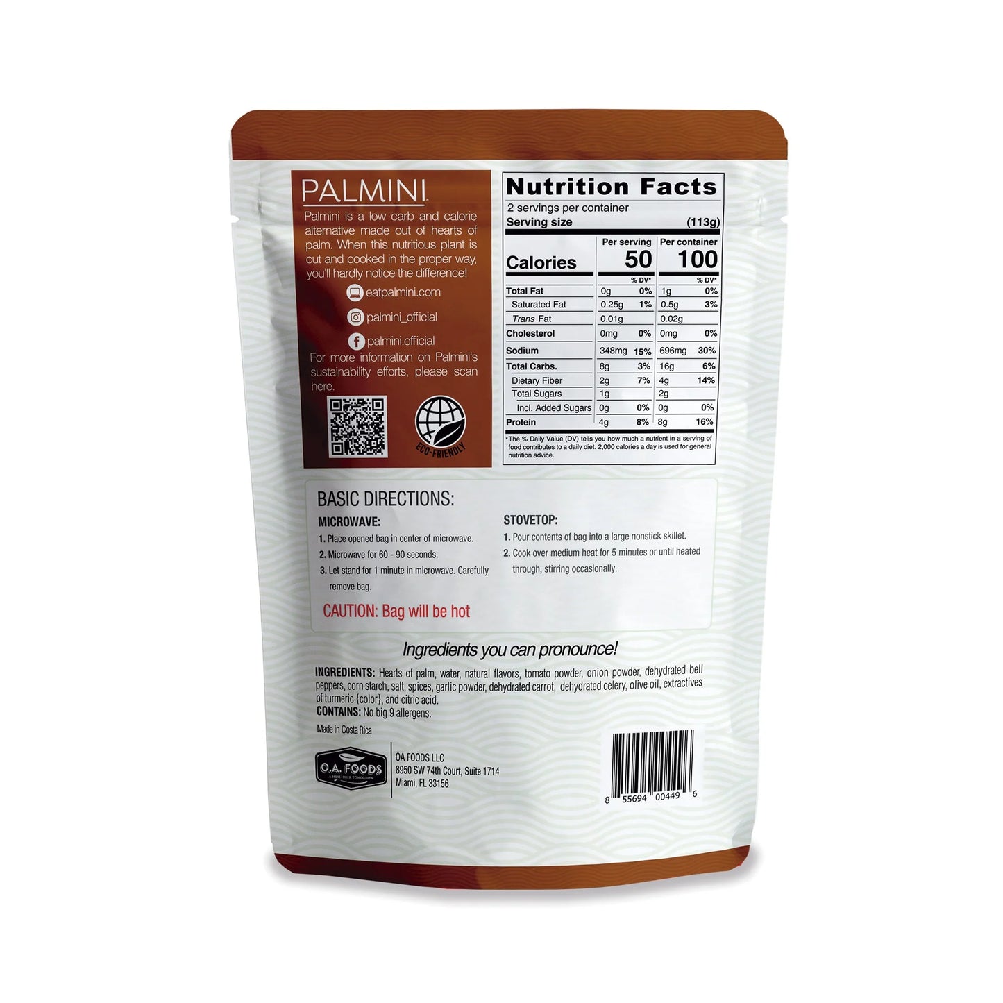 Palmini Spanish Rice - Low Carb, Low Calorie Hearts of Palm Rice - 8 oz Pouch - Pack of 6