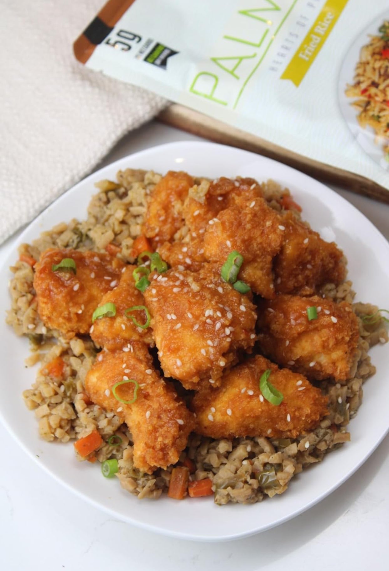 Palmini Fried Rice - Low Carb, Low Calorie Hearts of Palm Rice - 8 oz Pouch - Pack of 6