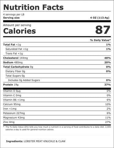 Fresh Maine Lobster Meat, Knuckle & Claw - 1 lb