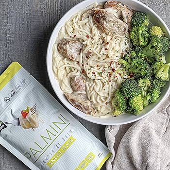 Palmini Angel Hair Pasta - Low Carb, Low Calorie Hearts of Palm Pasta - Keto, Gluten Free, Vegan, Non-GMO - Pack of 3