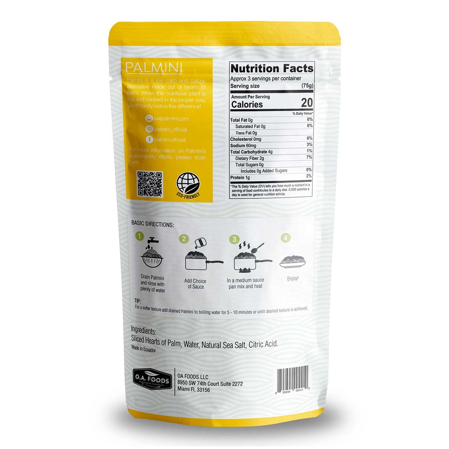 Palmini Angel Hair Pasta - Low Carb, Low Calorie Hearts of Palm Pasta - Keto, Gluten Free, Vegan, Non-GMO - Pack of 3