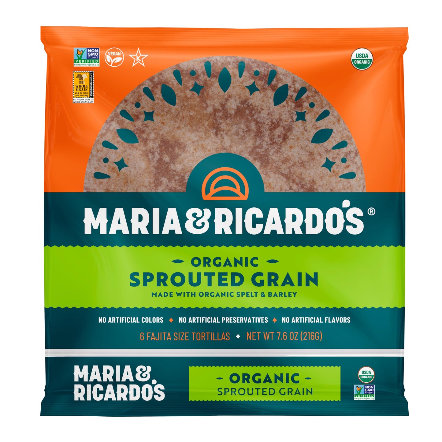 Maria & Ricardo's Organic Sprouted Tortillas, USDA Certified Organic - Pack of 3