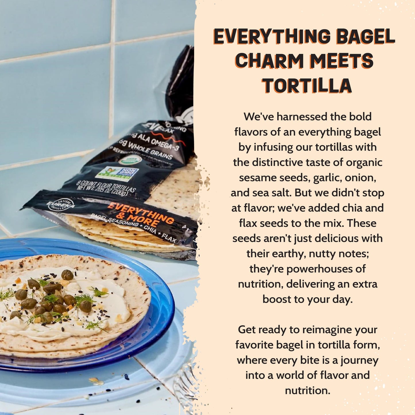Eureka Tortilla Organic Everything & More Artisan Flour Tortillas - Vegan, Non-GMO, Low - 6” Mini Wrap Whole Grains - Pack of 4