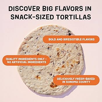Eureka Tortilla Blueberry & Maple Artisan Flour Tortillas - Vegan, Non-GMO, Low - 6” Mini Wrap Whole Grains - Pack of 4