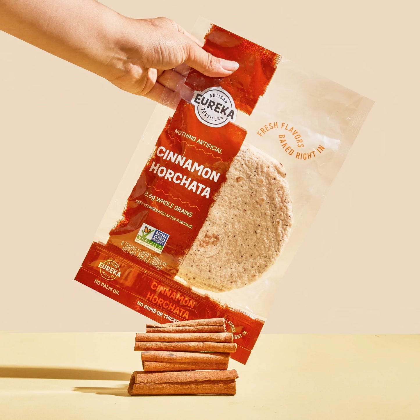 Eureka Tortilla Cinnamon Horchata Artisan Flour Tortillas - Vegan, Non-GMO, Low - 6” Mini Wrap Whole Grains - Pack of 4