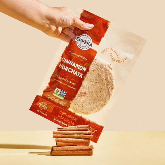 Eureka Tortilla Cinnamon Horchata Artisan Flour Tortillas - Vegan, Non-GMO, Low - 6” Mini Wrap Whole Grains - Pack of 4