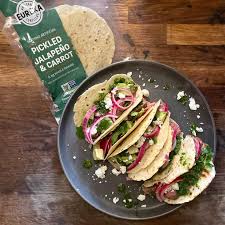 Eureka Tortilla Pickled Jalapeño & Carrot Artisan Flour Tortillas - Vegan, Non-GMO, Low - 6” Mini Wrap Whole Grains - Pack of 4