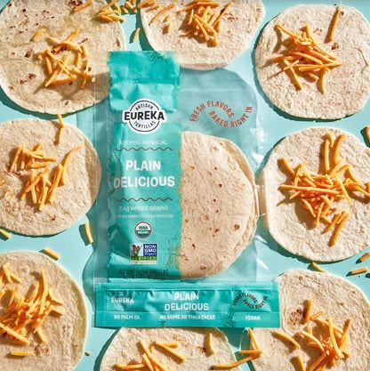 Eureka Tortilla Organic Plain Artisan Flour Tortillas - Vegan, Non-GMO, Low - 6” Mini Wrap Whole Grains - Pack of 4