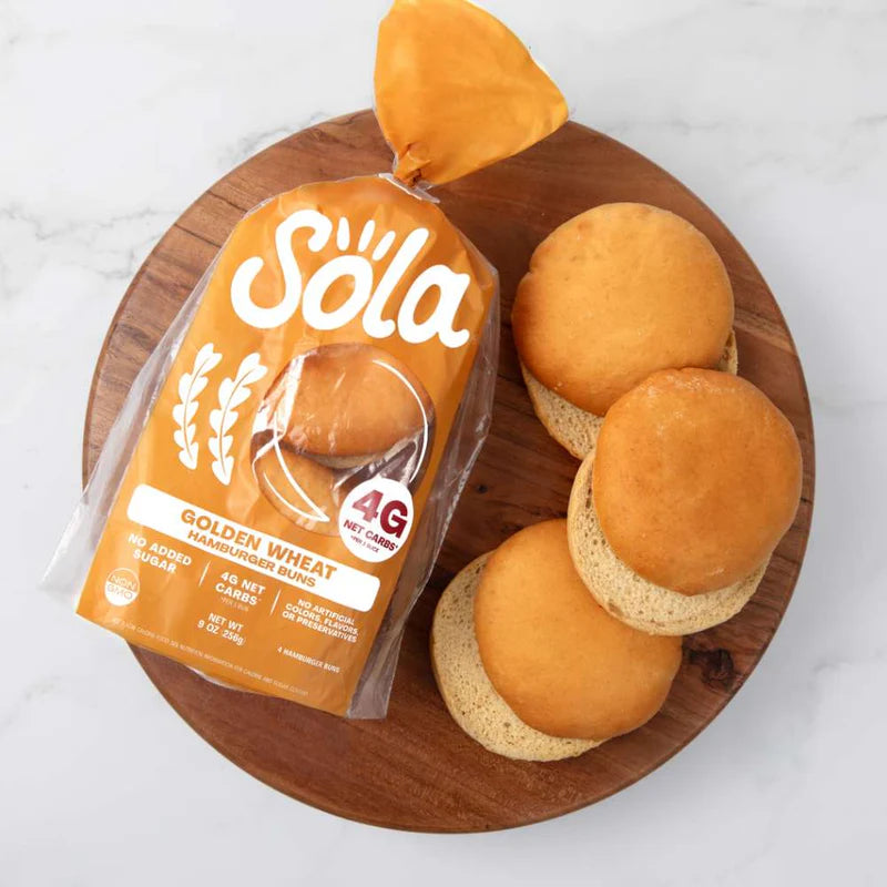 SOLA Golden Wheat Hamburger Buns - includes 4
