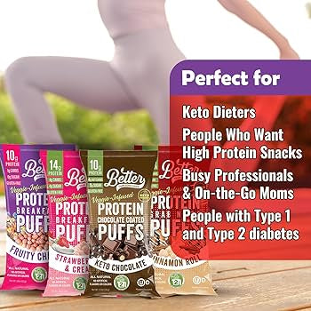 Better Than Good Sweet Puffs - Keto, Gluten-Free Protein Puffs - Paleo, Low Sugar, Low Calorie, Diabetic Friendly Snacks | Veggie Infused Protein Breakfast Puffs - Variety Pack of 8