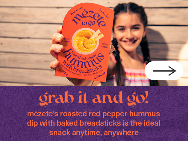 Mezete Customer Favorite Hummus  Dip Pack with Breadsticks | All Natural | On the Go | Plant Based | Preservative-Free - Pack of 6