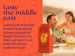 Mezete Roasted Red Pepper Hummus | Tahini Rich Chickpea Dip with Breadsticks | All Natural | On the Go | Plant Based | Preservative-Free - Pack of 6