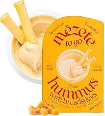 Mezete Traditional Hummus  Dip with Breadsticks | All Natural | On the Go | Plant Based | Preservative-Free - Pack of 6