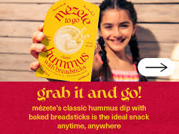 Mezete Traditional Hummus  Dip with Breadsticks | All Natural | On the Go | Plant Based | Preservative-Free - Pack of 6