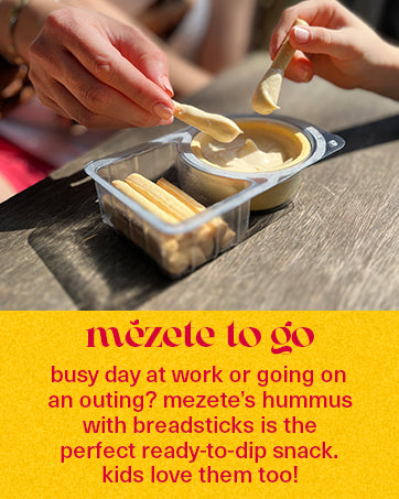 Mezete Traditional Hummus  Dip with Breadsticks | All Natural | On the Go | Plant Based | Preservative-Free - Pack of 6