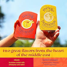 Mezete Customer Favorite Hummus  Dip Pack with Breadsticks | All Natural | On the Go | Plant Based | Preservative-Free - Pack of 6