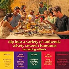 Mezete All Natural Hummus Dip Snacks Variety Pack | No Added Oils | Preservatives-Free | Halal | Vegan Dips & Spreads | Authentic Middle Eastern Taste | Great for Pita, Chips & Charcuterie - Pack of 6