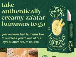 Mezete Zesty Za'atar (Thyme) Hummus  Dip with Breadsticks | All Natural | On the Go | Plant Based | Preservative-Free - Pack of 6