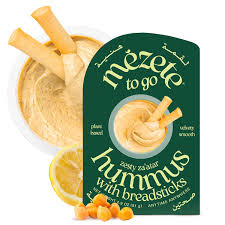 Mezete Zesty Za'atar (Thyme) Hummus  Dip with Breadsticks | All Natural | On the Go | Plant Based | Preservative-Free - Pack of 6