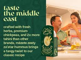 Mezete Zesty Za'atar (Thyme) Hummus  Dip with Breadsticks | All Natural | On the Go | Plant Based | Preservative-Free - Pack of 6