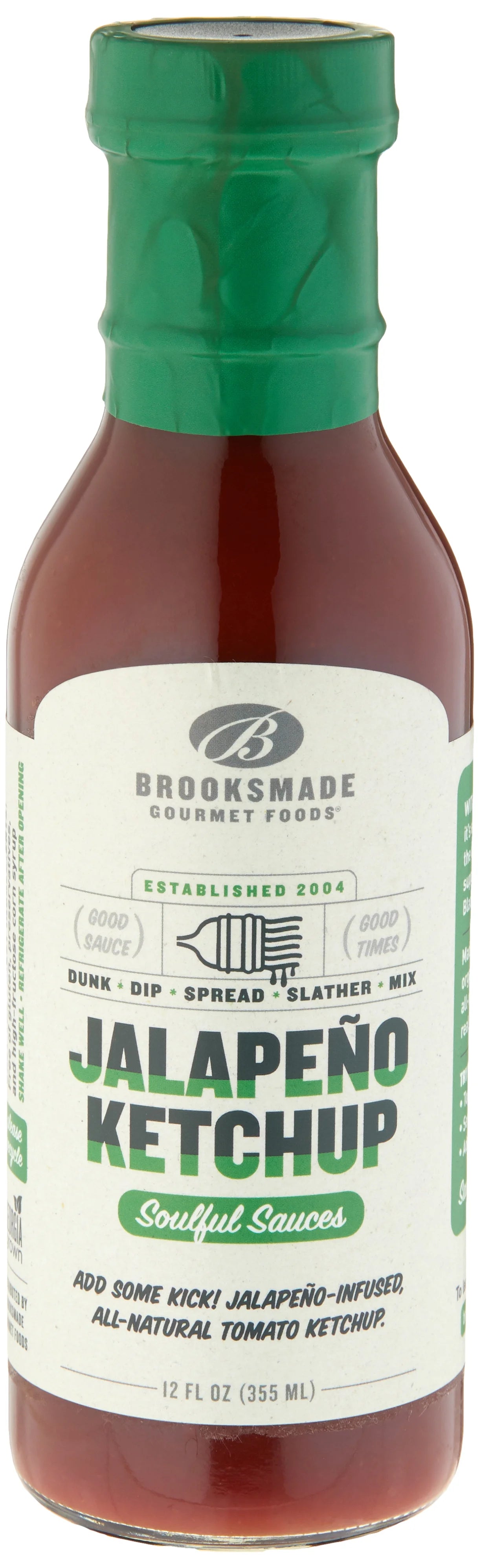 Brooksmade Gourmet Foods Soulful Sauces, Jalapeño Ketchup - Gluten Free, No High Fructose Corn Syrup All Natural Spicy Ketchup Made with Organic Tomatoes, 12 oz - Pack of 2