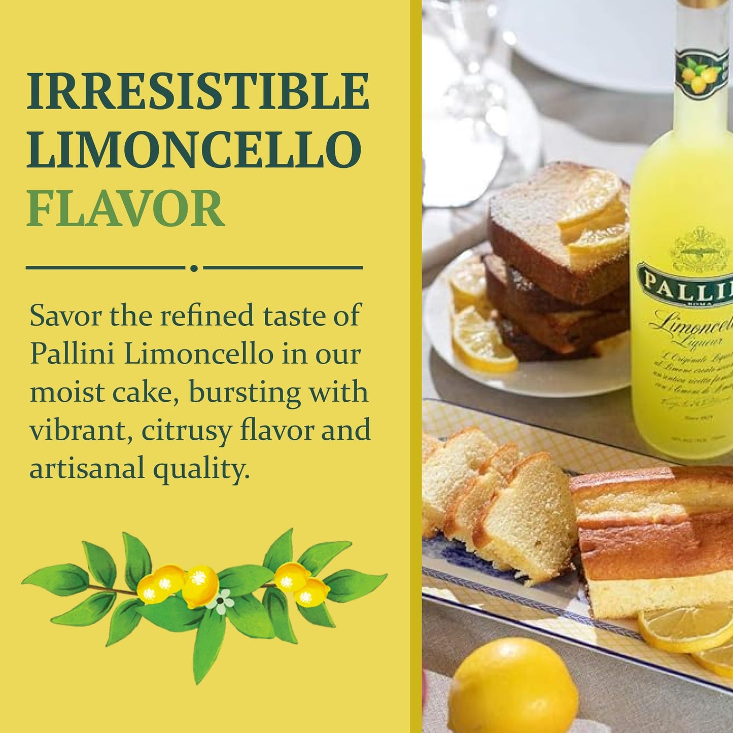 Great Spirits Baking Pallini Limoncello Loaf Cake - 10 oz - Authentic Limoncello
