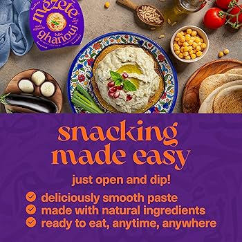 Mezete Roasted Eggplant Hummus Dip Spread Snack | No Added Oils | Preservatives-Free | Halal | Vegan Dips & Spreads | Authentic Middle Eastern Taste | Great for Pita, Chips & Charcuterie - Pack of 6