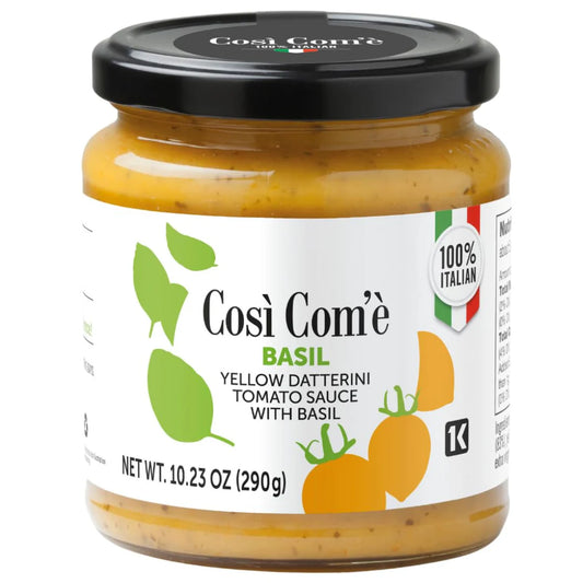 Così Com'è Italian Yellow Tomato Pasta Sauce with Basil, Made with Yellow Datterino Tomatoes, Non- GMO, Non Preservative - Pack of 3