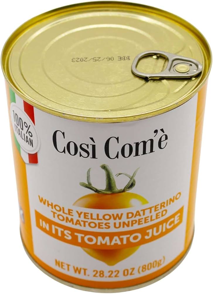 Così Com'è Italian Yellow CherryTomatoes in Puree, Pomodorini, Daterini - 28.22 oz, No additives, No preservatives, Non-GMO, Product of Italy - Pack of 3