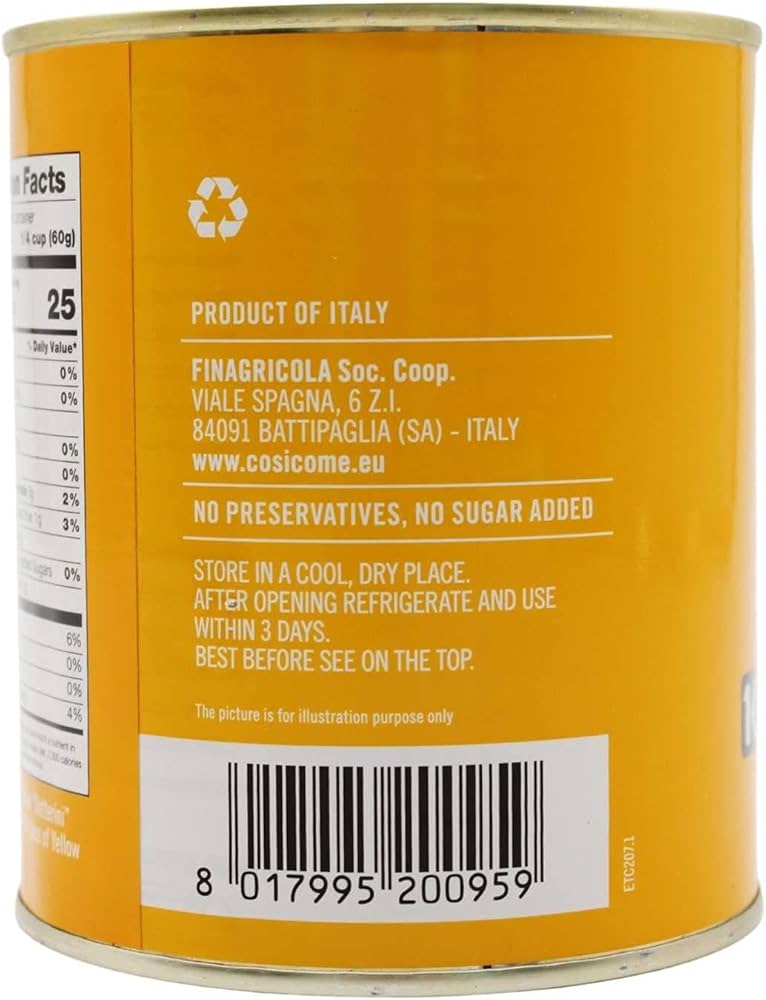 Così Com'è Italian Yellow CherryTomatoes in Puree, Pomodorini, Daterini - 28.22 oz, No additives, No preservatives, Non-GMO, Product of Italy - Pack of 3