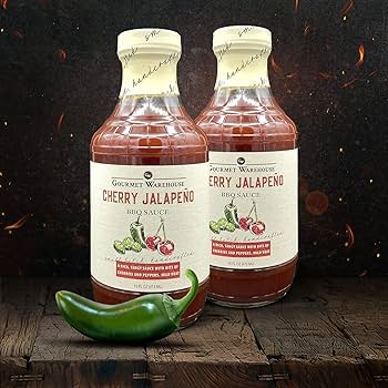 Gourmet Warehouse Cherry Jalapeno BBQ Sauce, 16 oz - Gluten Free, No HFCS - Pack of 2